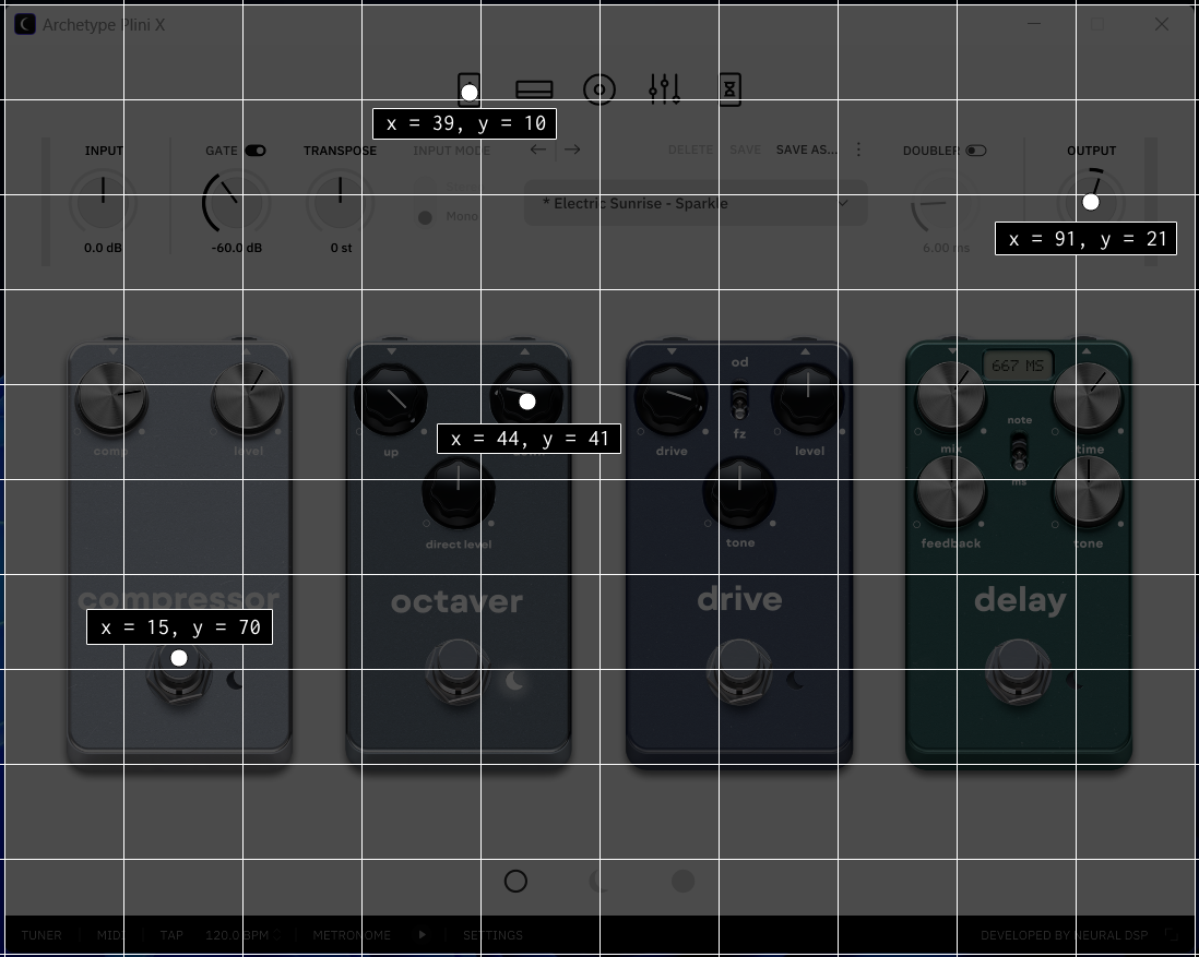 Example coordinate grid, (0, 0) is upper left.